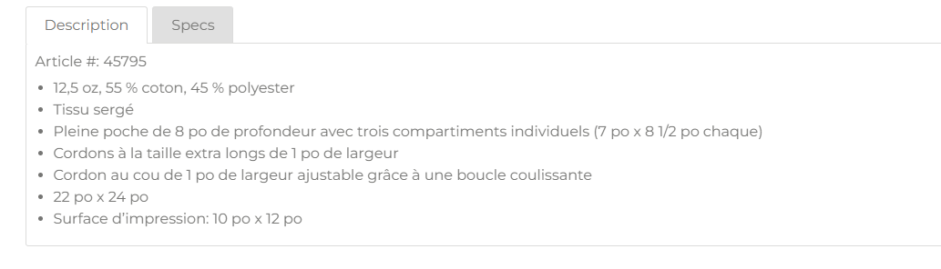 Tablier en coton ajustable et personnalisable