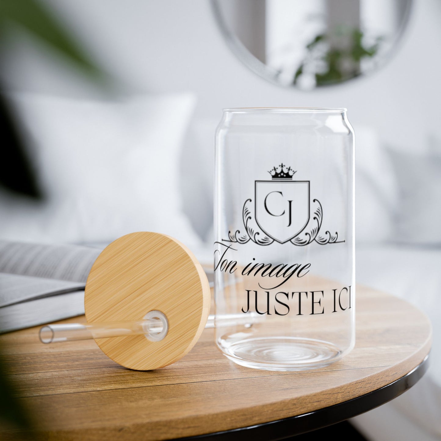 Verre à boire avec couvercle en bambou